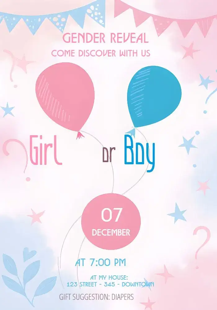Pink Blue Teddy Bear Gender Reveal Tea Party