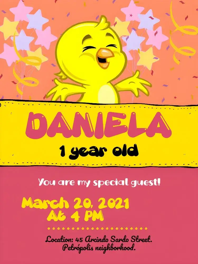 Invitation Little Yellow Chick Balloons – Most searched for theme colorful, playful, childlike, fun-filled, cheerful, festive