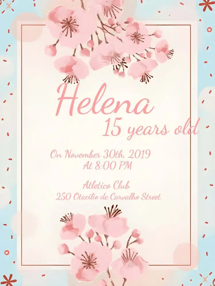 Invitation Floral 15 Years - Delicate Pink And Blue – Sweet 15 theme floral, delicate, romantic, modern, pastel, elegant