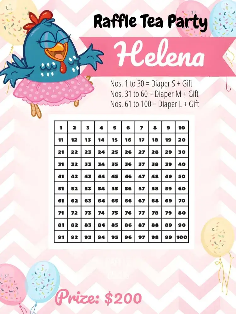 Yellow Little Chicken Raffle Tea invitation