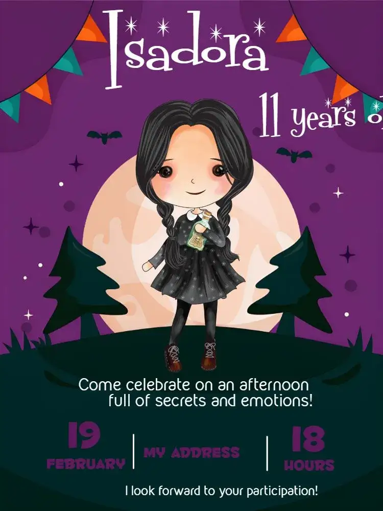 Invitation Wednesday Addams Family – Most searched for theme dark, gothic, vintage, modern, fun, eccentric