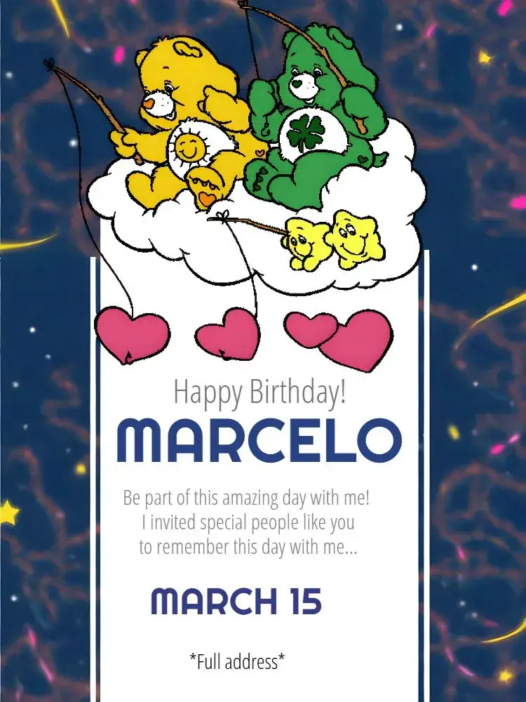 Care Bears Pink invitation