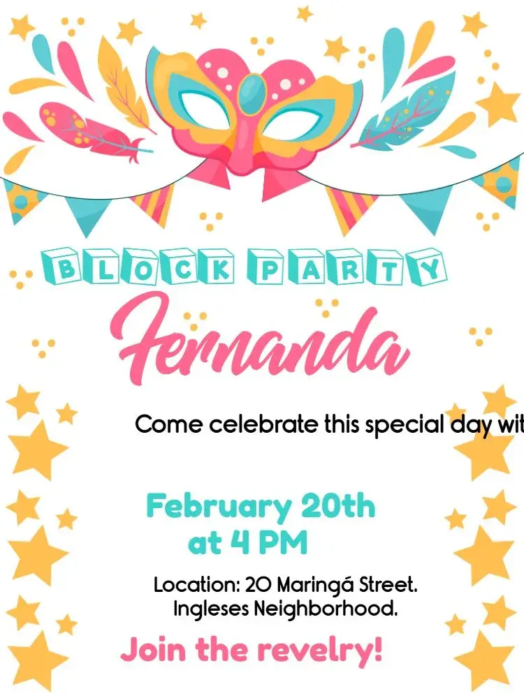 Carnival Block Party Serpentine invitation