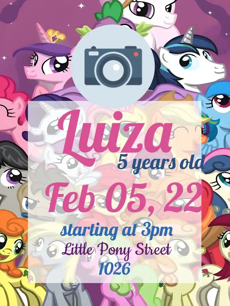 My Little Pony With Girl Photo invitation