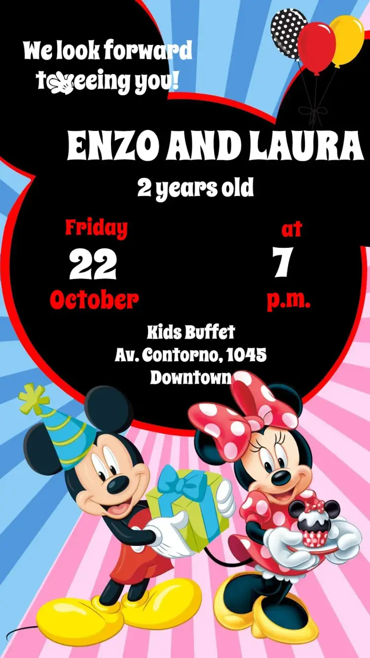 Mickey and Minnie invitation
