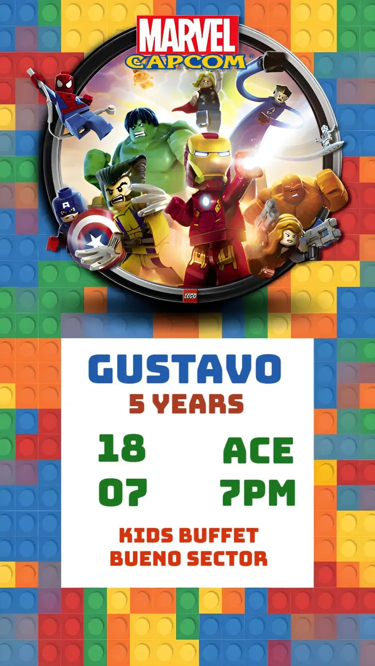 Marvel Lego Super Heroes Logo invitation