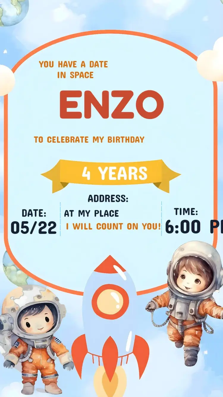 Watercolor Astronaut invitation