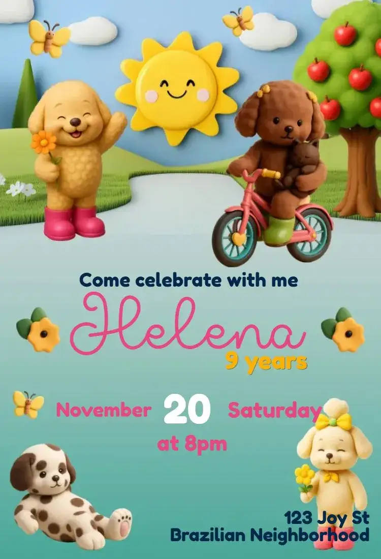 Invitation Bob Goods – Kids' Birthday Party theme colorful, fun, themed, cheerful, modern