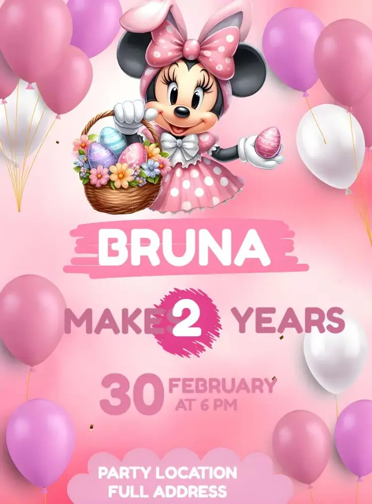 Minnie Mouse Easter Pink invitation