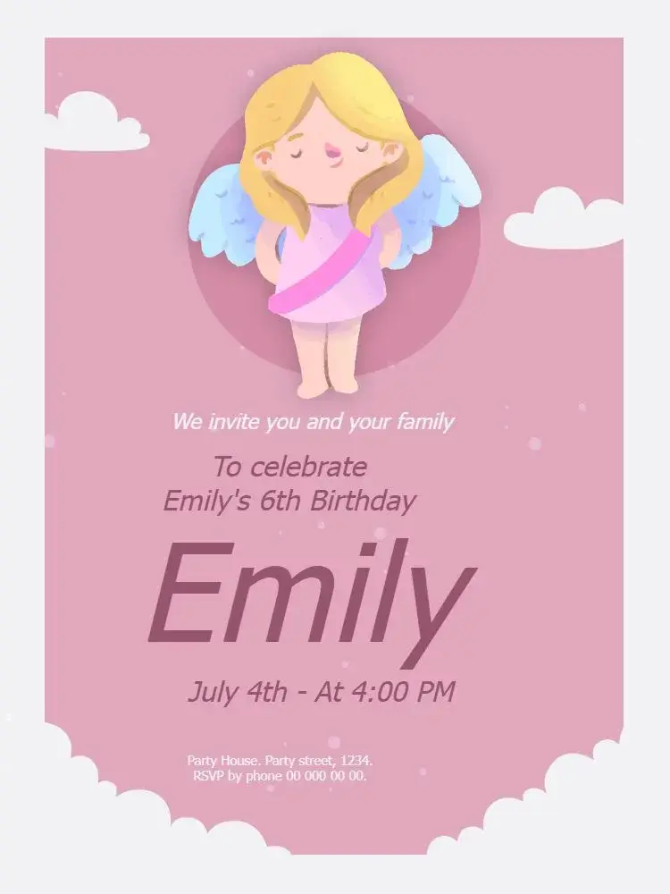 Custom Angel Girl invitation
