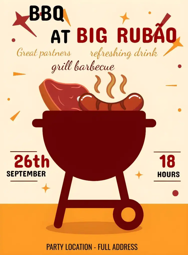 Invite BBQ Grill Barbecue editable and customizable