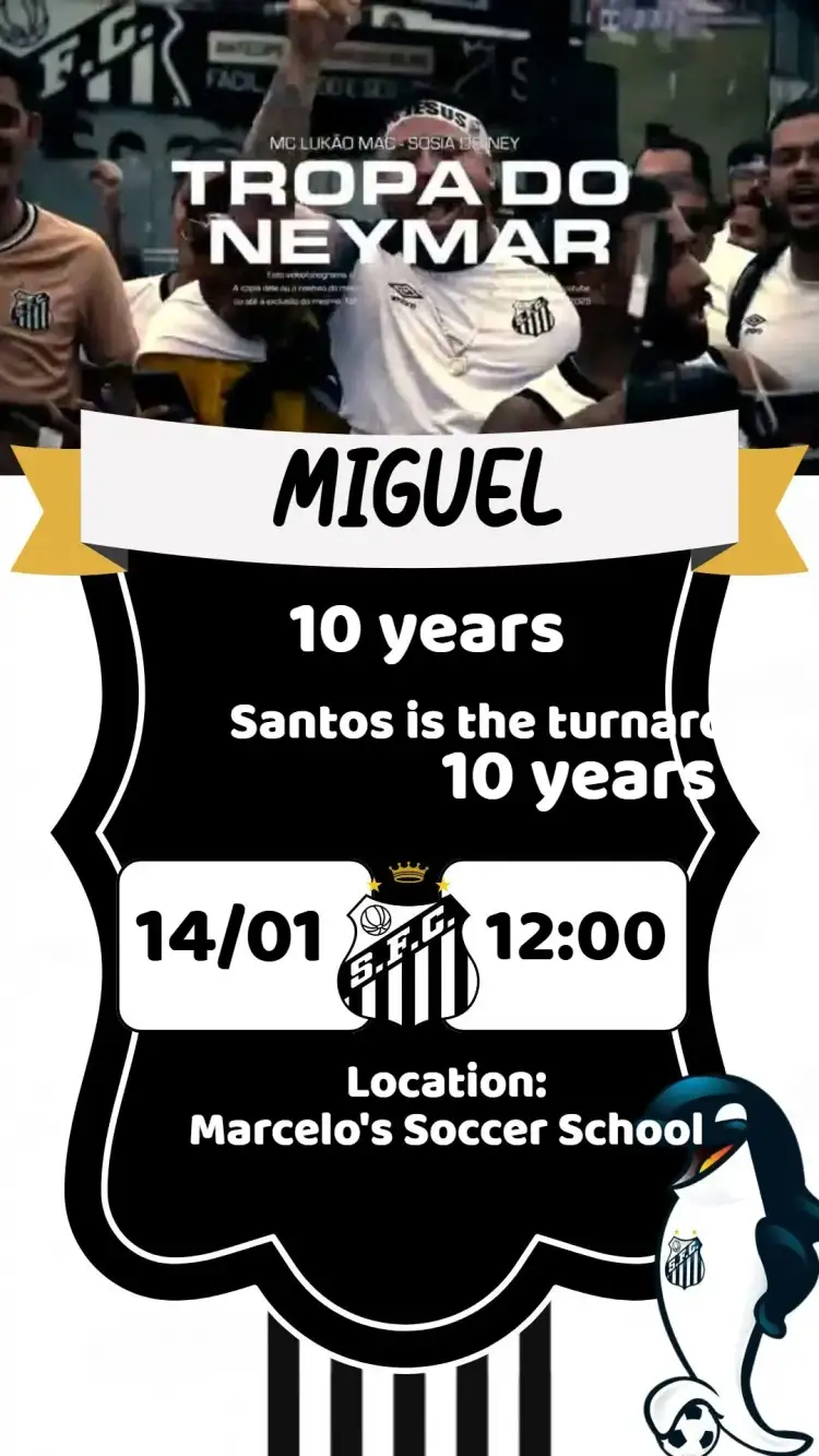Invitation Santos – Birthday theme soccer, contemporary, colorful, themed, vibrant