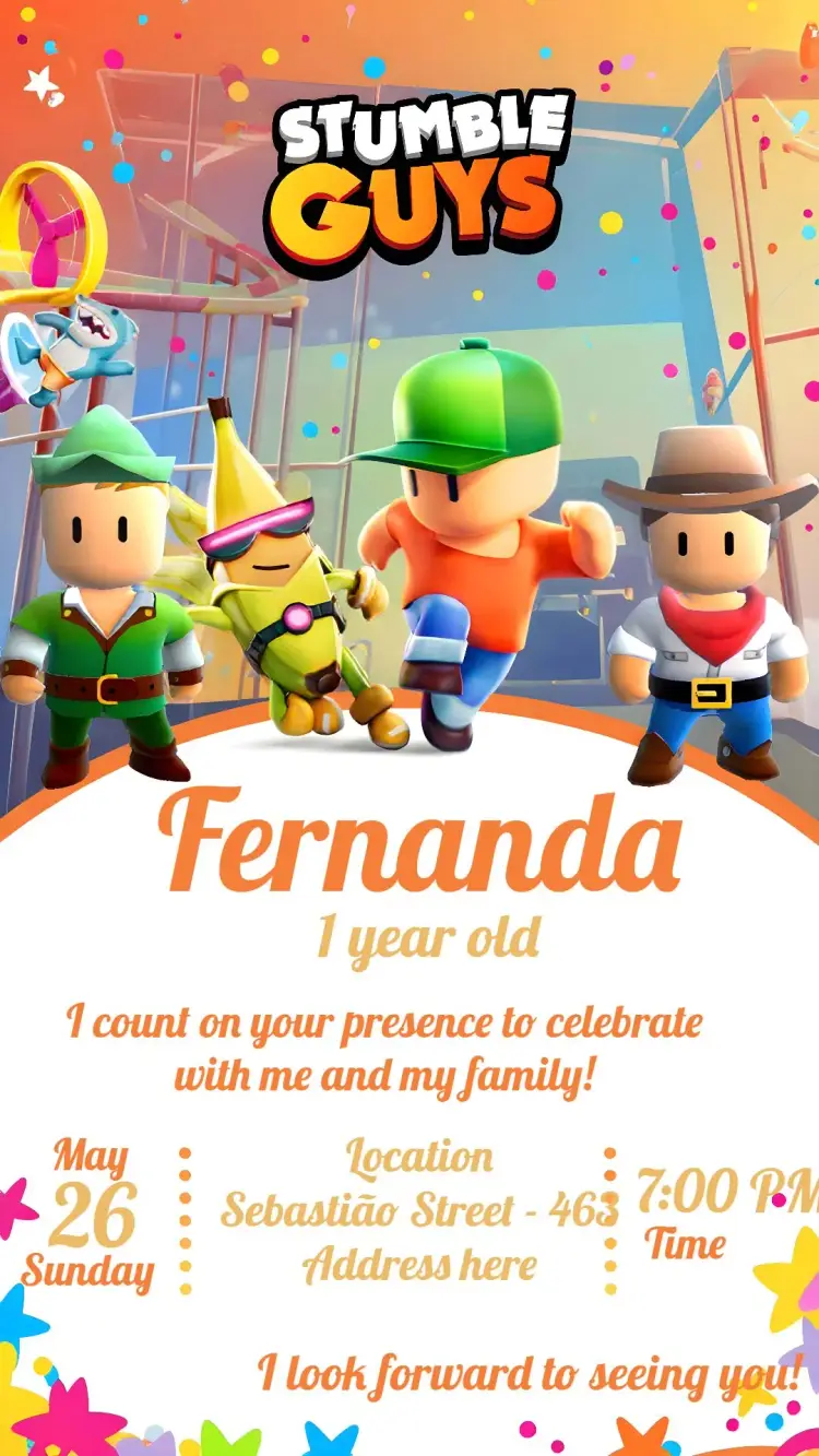 Invite Stumble Guys Kids editable and customizable