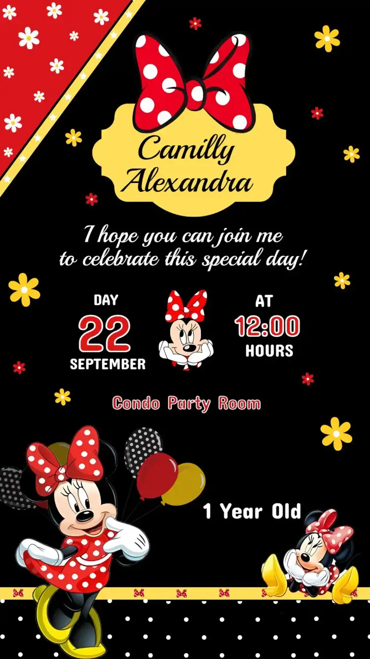 Children's Minnie Birthday Invitation