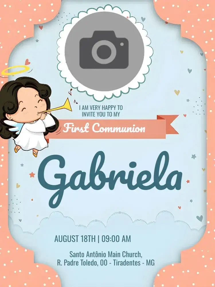 Invitation First Communion With Pink Photo – First Communion theme pink, delicate, religious, modern, childlike, angelic