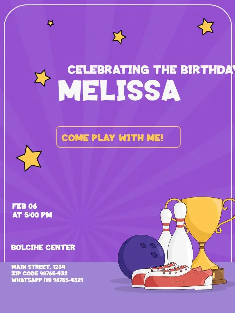 Stars Bowling Party invitation