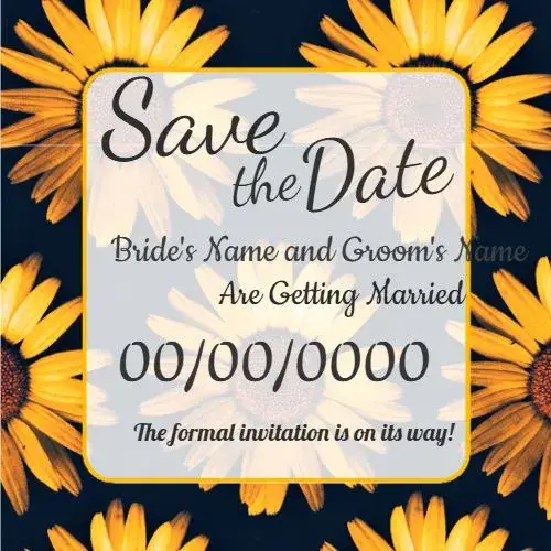 Invite Save The Date Sunflower editable and customizable