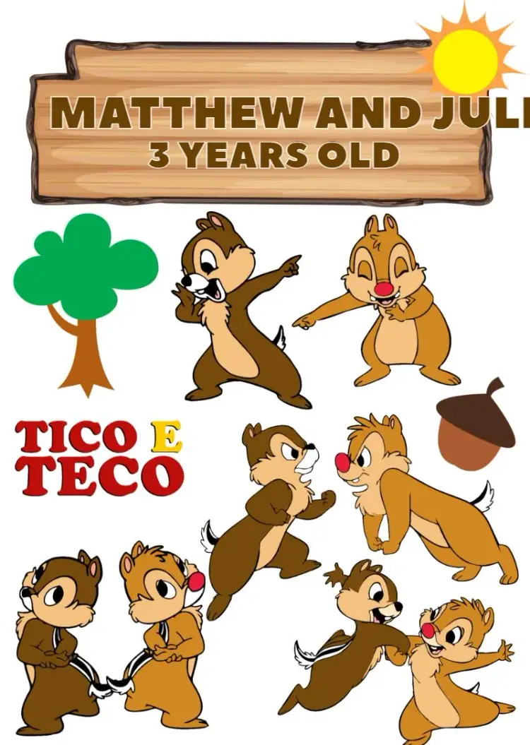 Topo De Bolo Tico And Teco Children's Cake Topper invitation