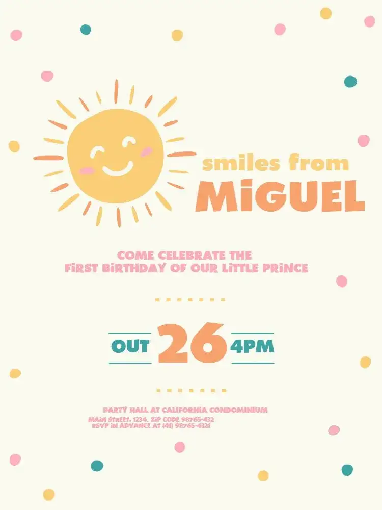 Invitation Smiles Baby Dots Meeting – Diaper Shower theme playful, clear, beige, polka dots, childlike, modern