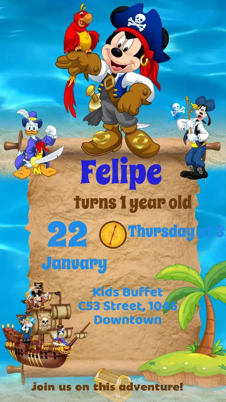 Mickey Pirate invitation