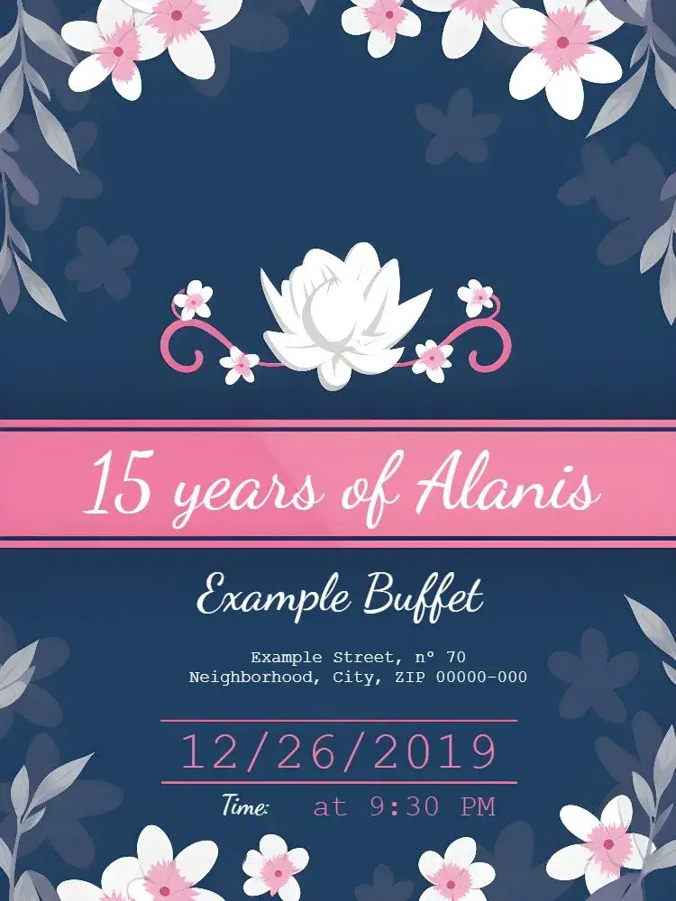 Invitation 15 Years Sakura Girl – Sweet 15 theme floral, romantic, modern, delicate, pink, cherry blossom