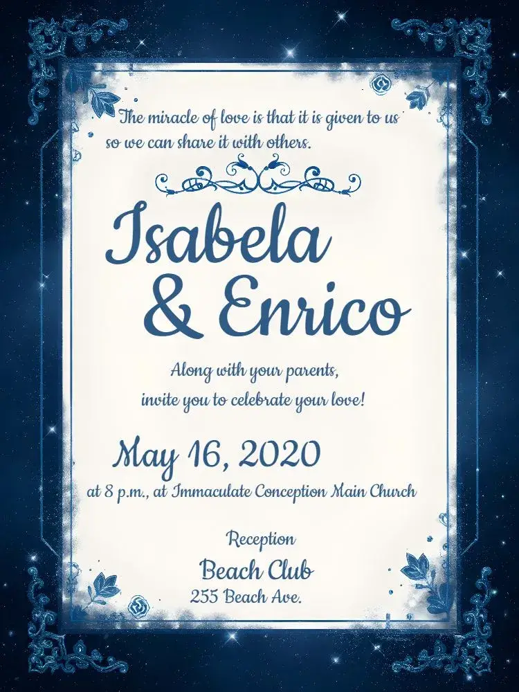 Wedding Arabesques - White And Blue Arabesques invitation