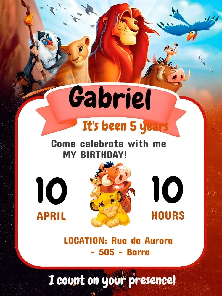 Lion King invitation
