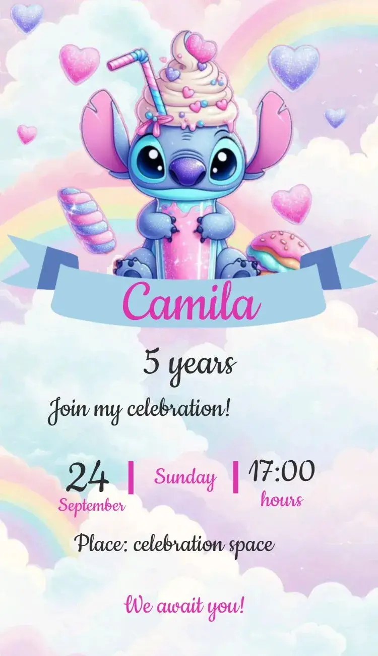 Stitch Candy Colors invitation