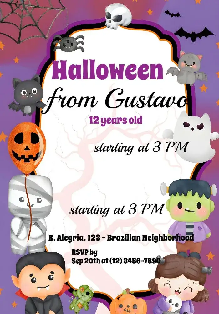 Invitation Invitation for Witches Halloween Party – Commemorative Dates theme colorful, magical, themed, fun-filled, witches, pumpkins