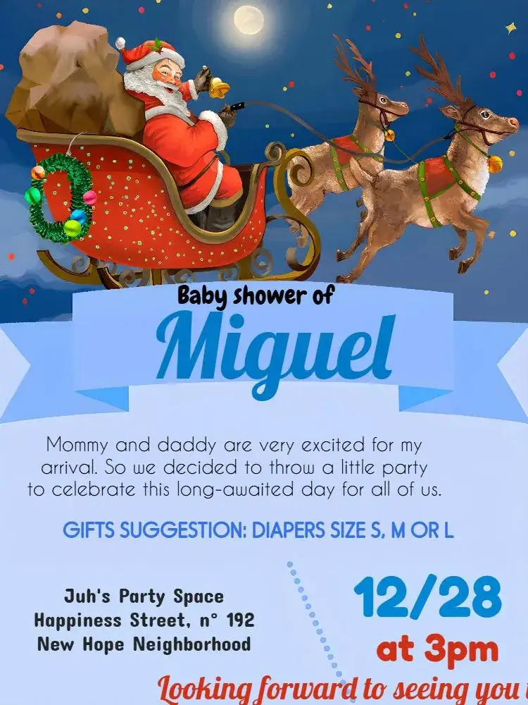 Invitation Daddy's Christmas Diaper Party – Commemorative Dates theme Christmas-themed, Colorful, Fun-filled, Child-friendly, Festive, Joyful