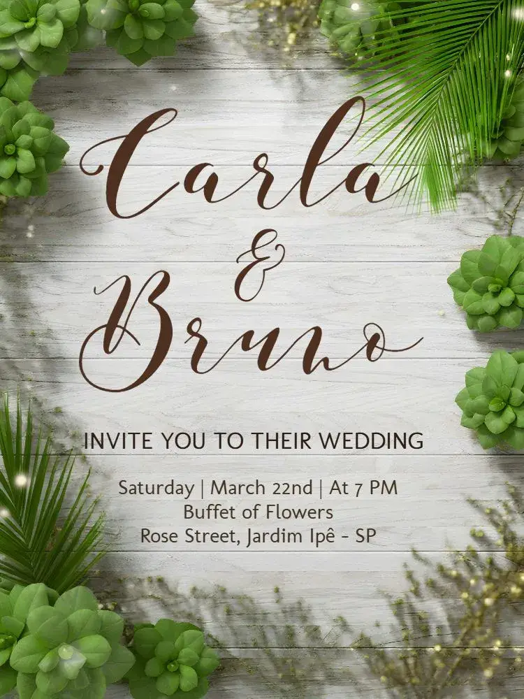 White Foliage Wedding invitation