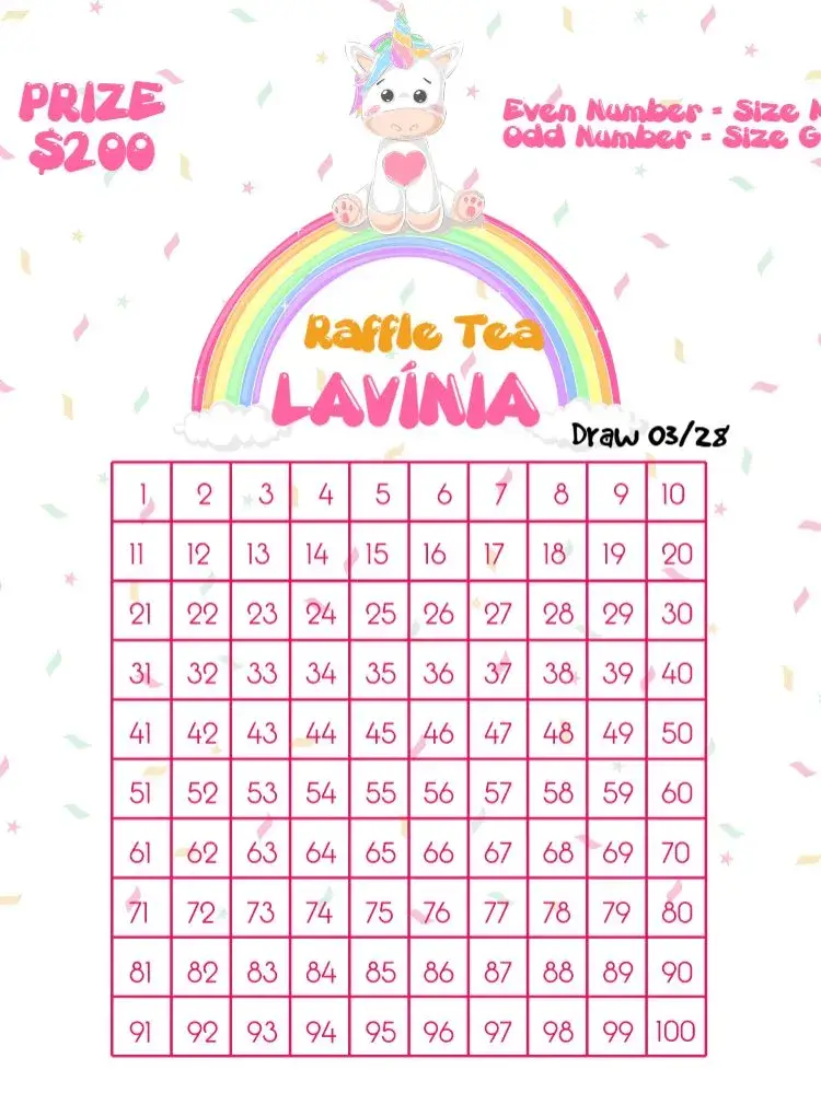 Unicorn Tea Raffle Party invitation