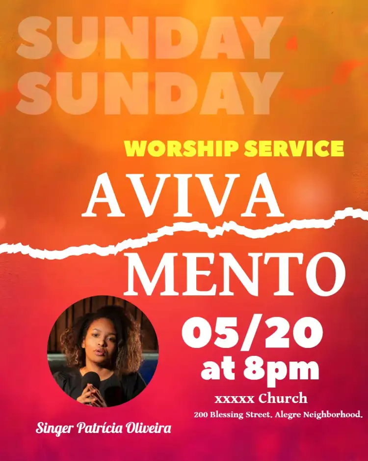 Art For Revival Worship Church With Photo Flyer