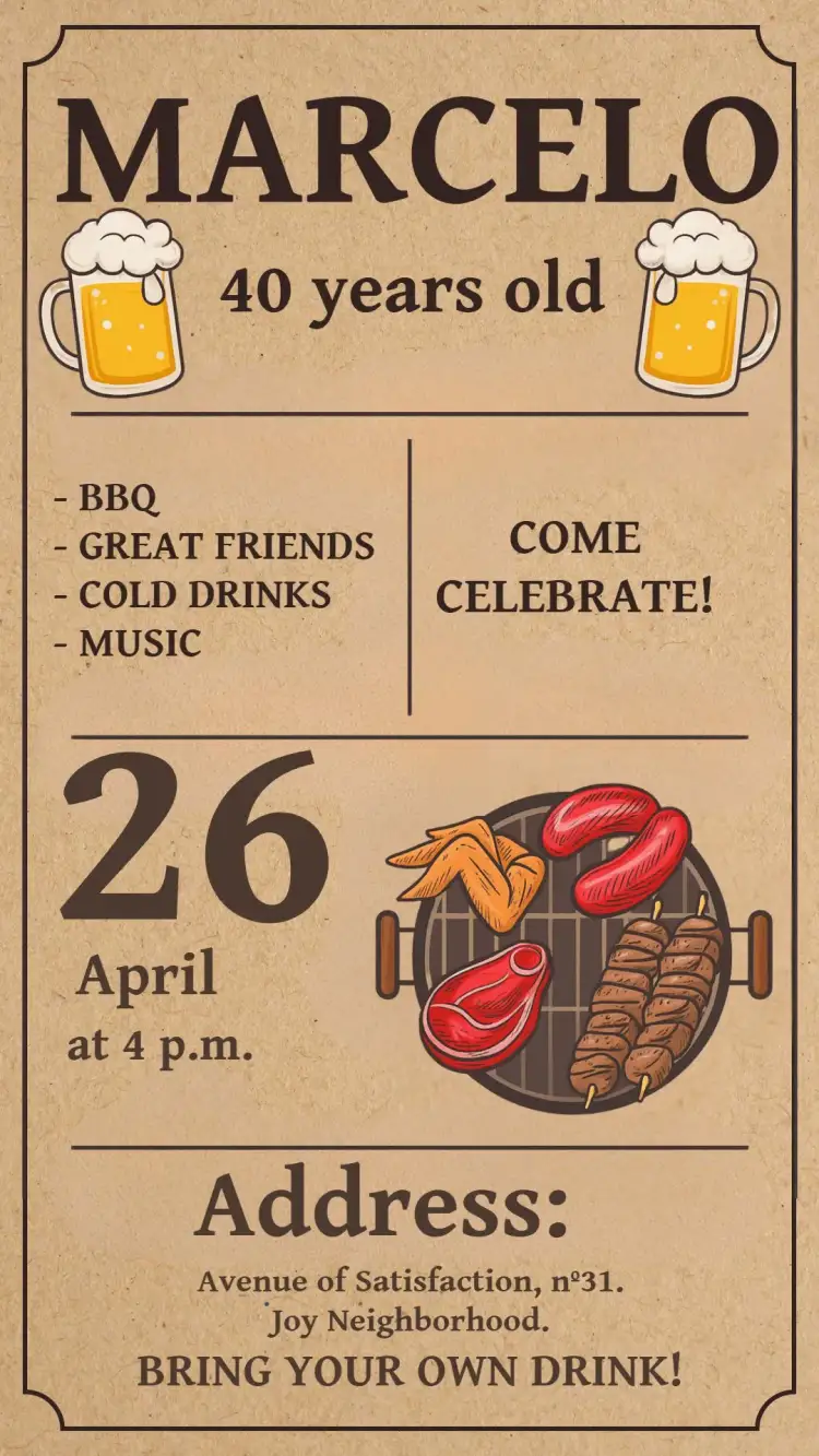 Invitation BBQ Chalkboard Beer – Birthday theme chalkboard, rustic, modern, minimalist, crafty