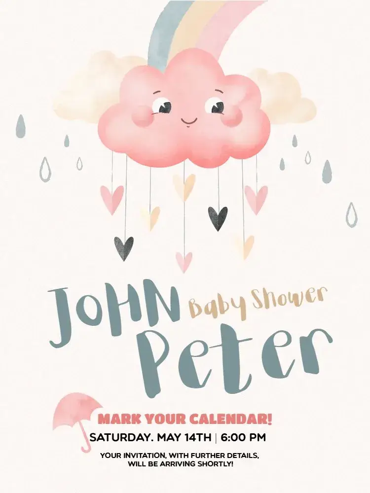 Baby Shower Card To Print Cloud invitation