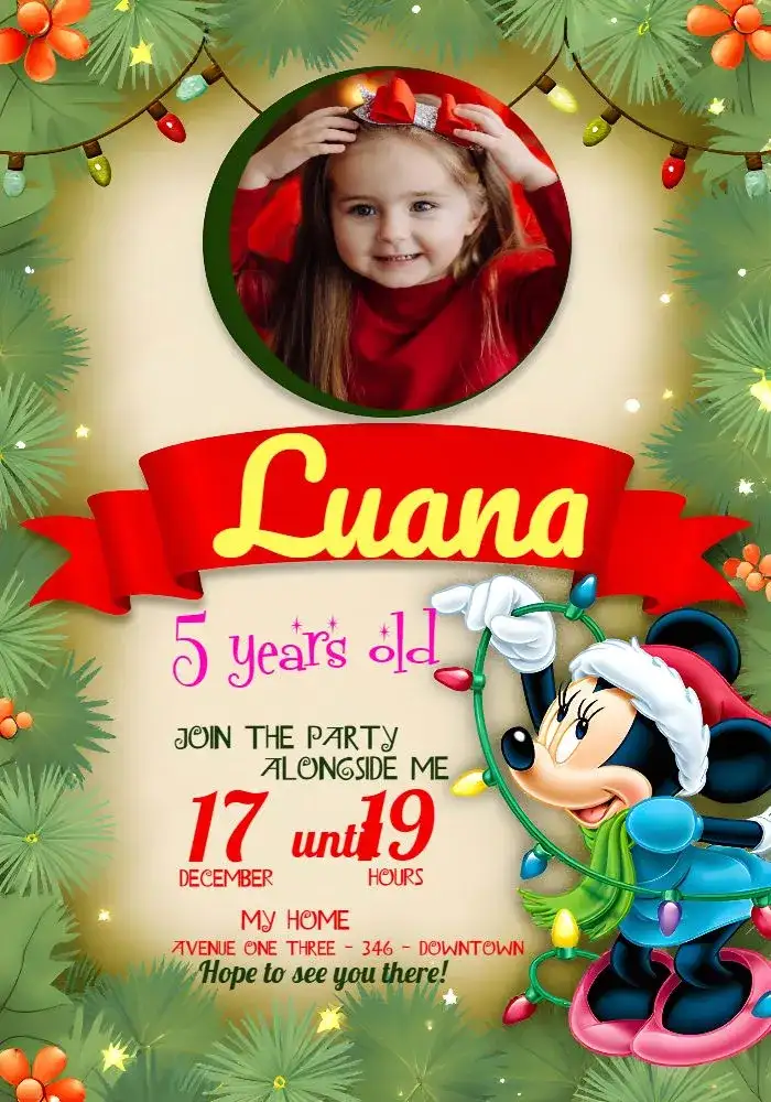 Minnie Mouse Christmas With Girl Photo