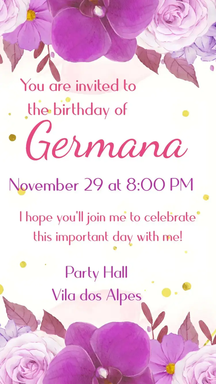 Invitation Orchid Adult Birthday – Birthday theme floral, elegant, modern, soft, colorful, minimalist