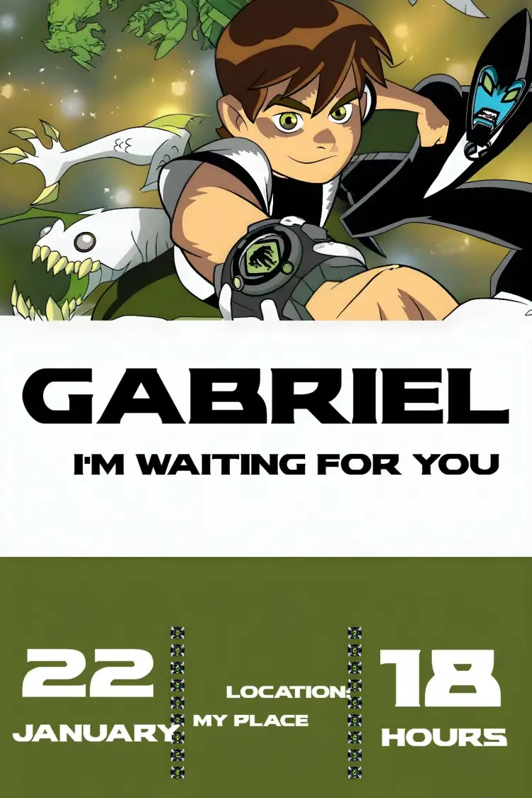 Invitation Ben 10 Person – Kids' Birthday Party theme colorful, cartoonish, adventure-themed, superhero-themed, fun-filled, child-friendly