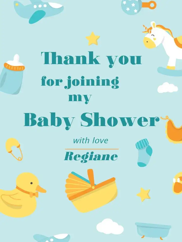 Blue Baby Shower Thank You Card Toy