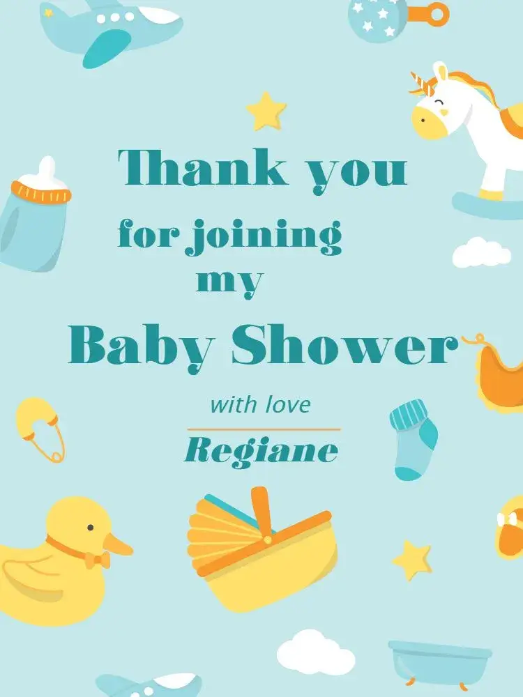 Blue Baby Shower Thank You Card Toy invitation