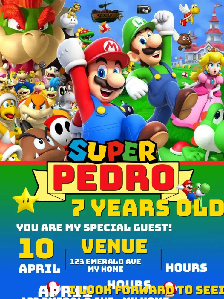Super Mario World Birthday Invitation