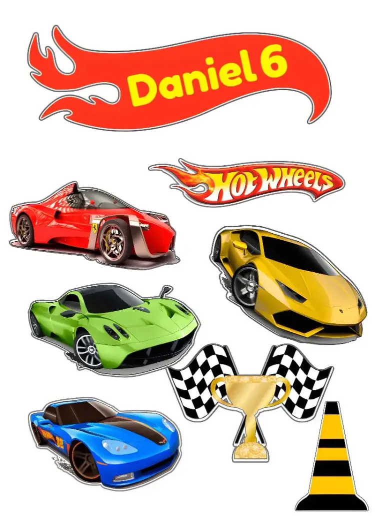 Topper Cake Hotwheels Print invitation