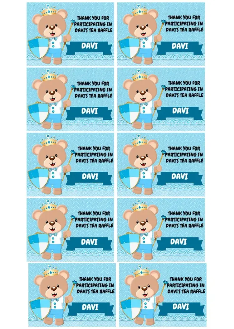 Tag Tea Raffle Little Prince Souvenir invitation