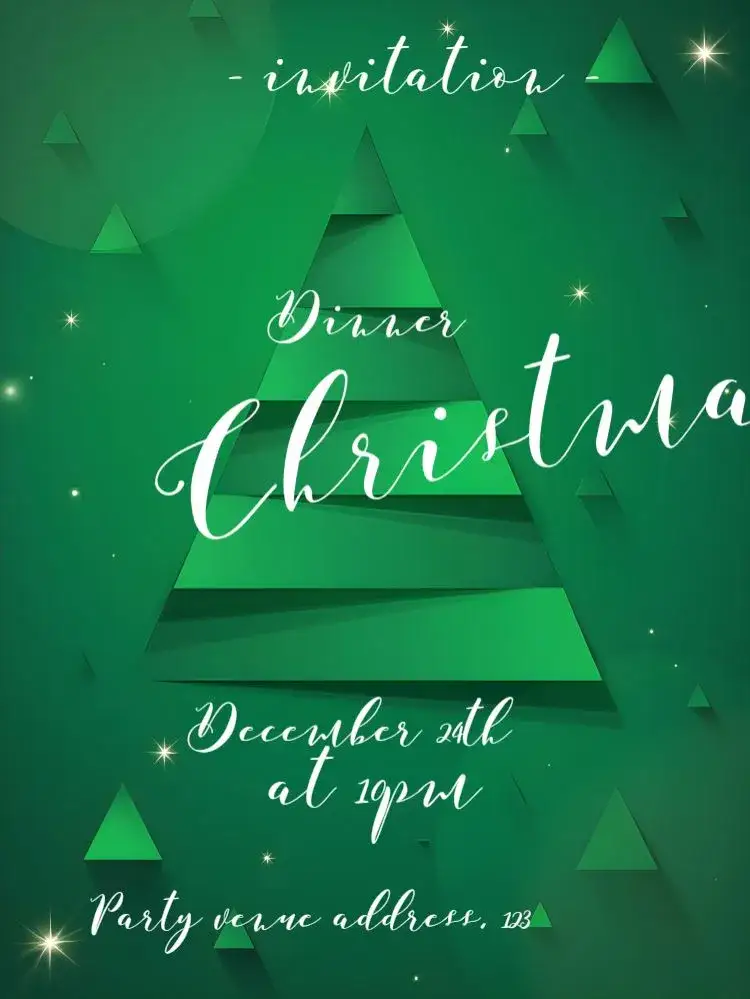 Invitation Christmas Celebration – Commemorative Dates theme green, festive, modern, minimalist, Christmas illustration