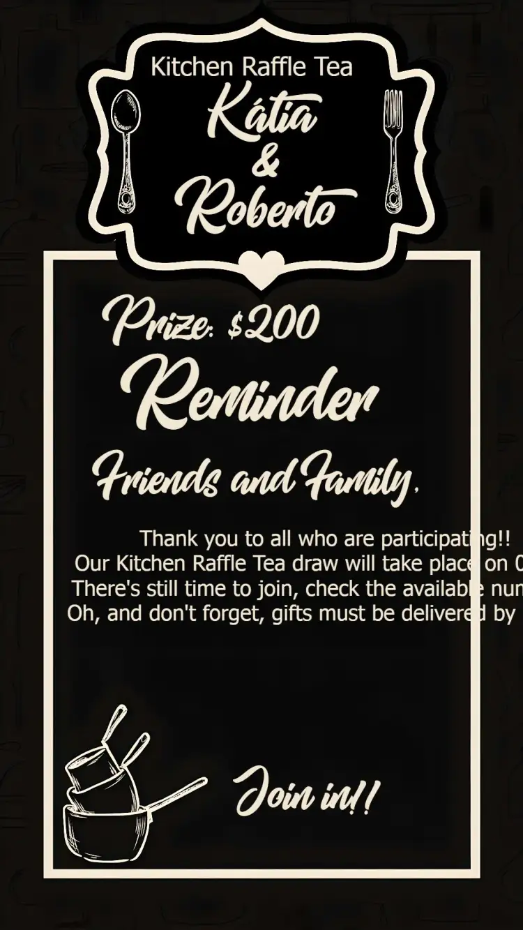 Invitation Gray Kitchen Raffle Tea – Bridal Shower theme minimalist, modern, gray, chalkboard, elegant, kitchen