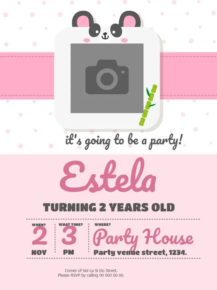 Invite Star Girl Panda editable and customizable