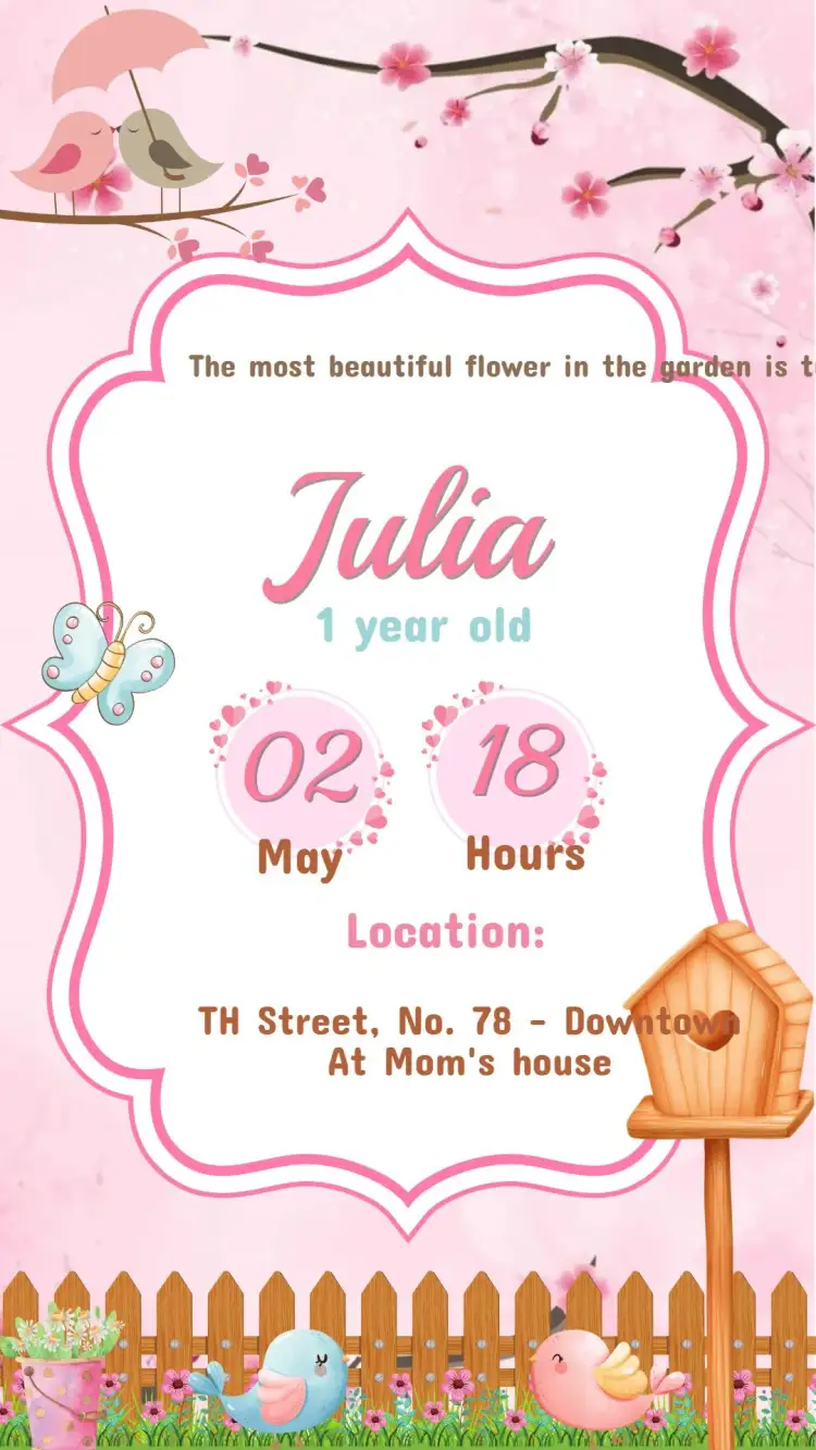 Invitation Digital Invitation Enchanted Garden Birthday to Edit – Kids' Birthday Party theme magical garden, vibrant colors, playful illustrations, childlike style, natural elements, charming design