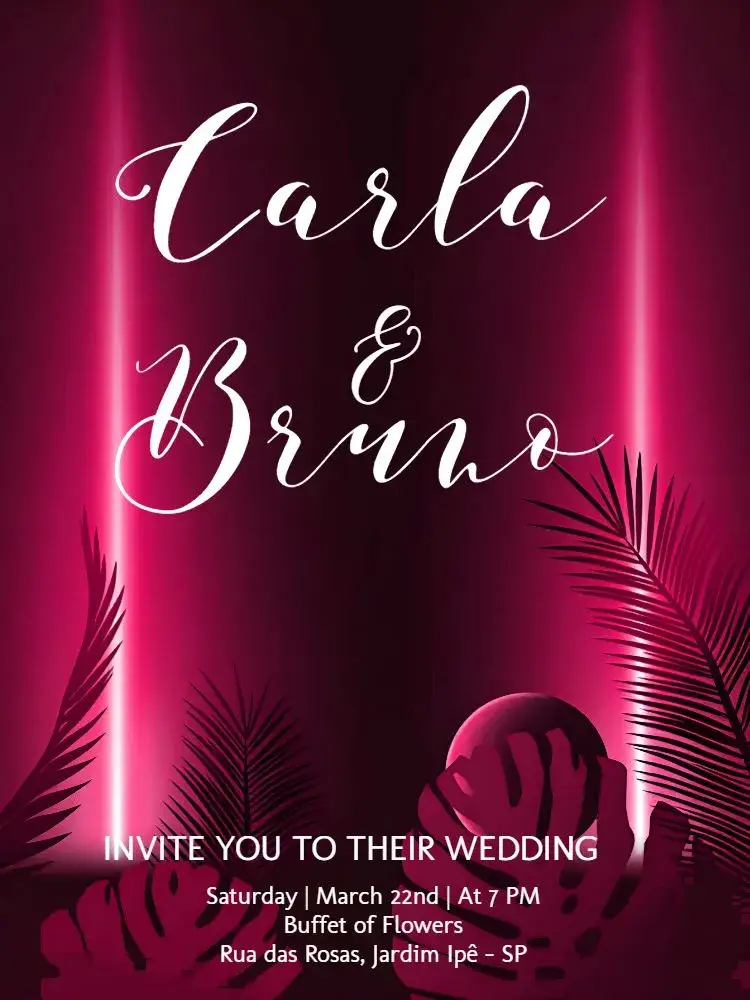 Modern Neon Wedding invitation