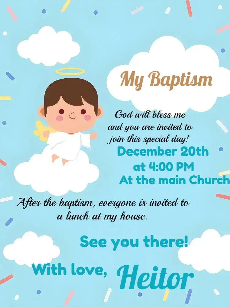 Invitation Angel Boy Angel Girl Baptism – Baptism theme light blue, white, angels, sky, modern, delicate