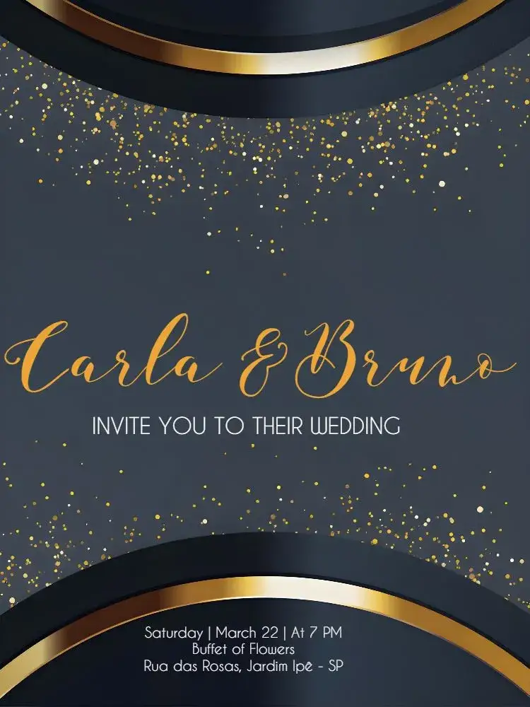 Invitation Elegant Black Wedding – Wedding theme elegant, modern, golden, glittery, black, sophisticated